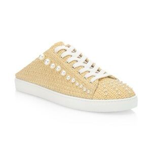 Stuart Weitzman Goldie Embellished Leather Mule Sneakers